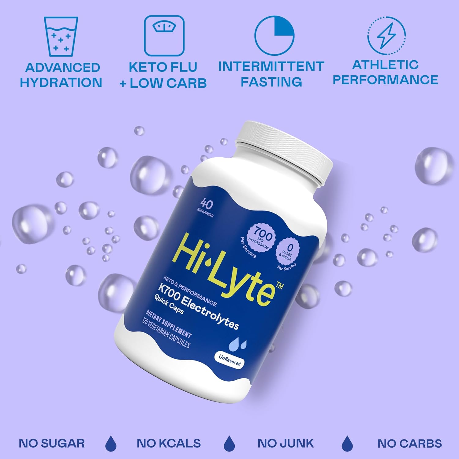 K700 Electrolytes Quick Caps Unflavored | Hi-Lyte | Keto Hydration